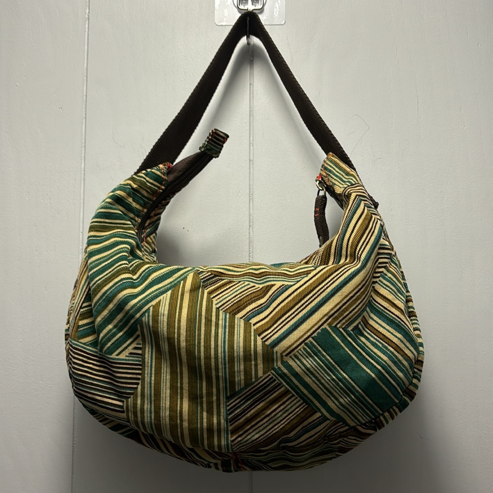 Y2k American Eagle Corduroy Striped Shoulder Bag View 6